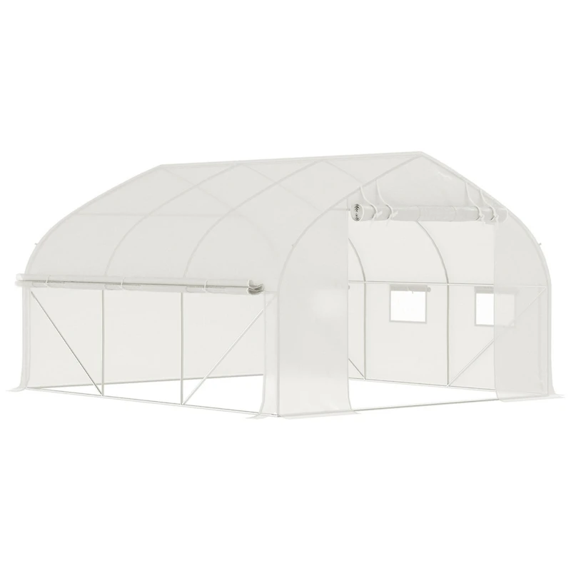 11.5' x 10' x 6.5' Walk-in Tunnel Greenhouse, Green House with Zippered Mesh Door, 7 Mesh Windows & Roll-up Sidewalls, Upgraded Gardening Plant Hot Ho