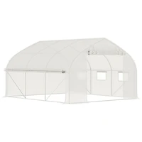 11.5' x 10' x 6.5' Walk-in Tunnel Greenhouse, Green House with Zippered Mesh Door, 7 Mesh Windows & Roll-up Sidewalls, Upgraded Gardening Plant Hot Ho