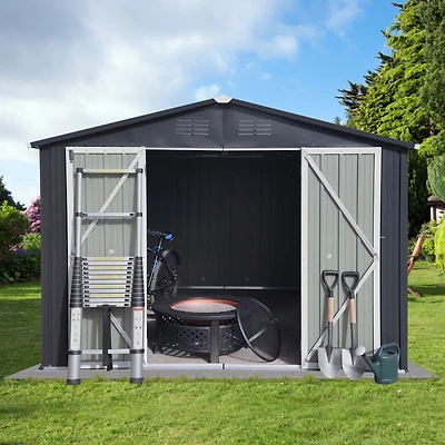 Streamdale Metal garden sheds 10ftx12ft outdoor storage sheds Dark-grey