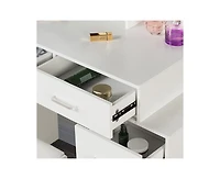Simplie Fun White color adjustable dressing table with 4 drawers