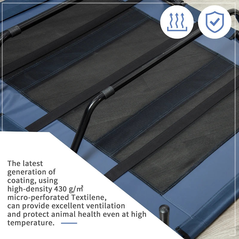 48" x 36" Breathable Elevated Dog Bed Portable Pet Cot, Raised Pet Bed w/ Carry Bag Metal Frame Breathable Mesh Indoor and Outdoor Dark Blue