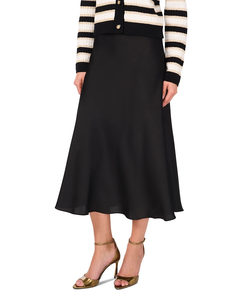 CeCe Women's A-line Side-Zip Satin Midi Skirt