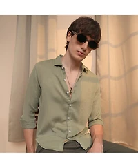 Men's Sage Green Woven-Textured Shirt