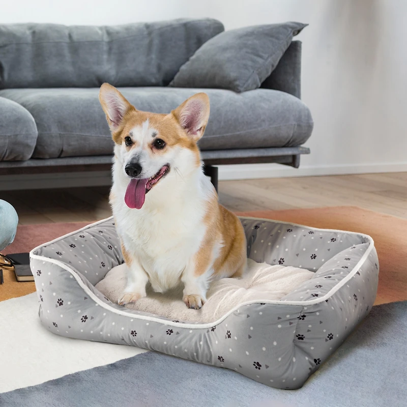 Details Microsuede Pet Bed, Dog Beds for Small Dogs and Cats, Calming Cuddler Bed Pets with Sides Plush Center