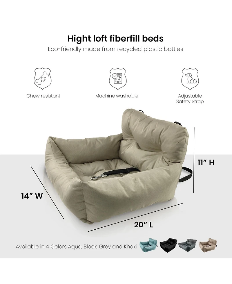 Co-Pilot Dog Beds for Cars, Booster Safety Car Seats for Small Dogs, Travel Pet Bed, Seat Belt Compatible