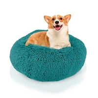 Details Calming Dog Cat Bed Soft Round Donut Bed For Pets Super Lux Shaggy Fur Cushion Beds
