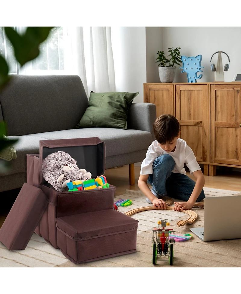 Home Base Dog Steps, Pet Stairs for Couch and Bed, Ramp Cats Dogs, Padded 3- Step Design Collapsible Foldable Storage