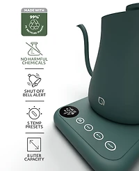 Willow Kitchen Digital Gooseneck Kettle with 5 Temperature Presets - Precision Heating Pouring for Perfect Brews