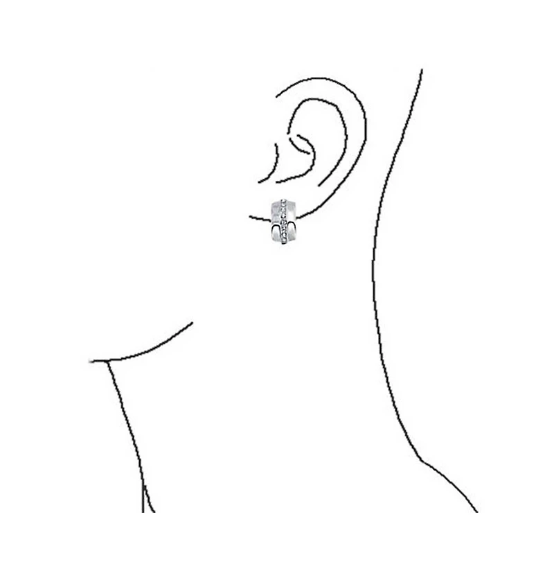 Bling Jewelry Single Row Crystal Wide Hoop Clip On Earrings Non Pierced Ears Plated