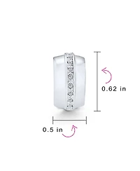 Bling Jewelry Single Row Crystal Wide Hoop Clip On Earrings Non Pierced Ears Plated