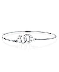 Bling Jewelry Minimalist Delicate Bff Working Lock Handcuff Bangle Bracelet Cz Accent .925 Sterling Silver