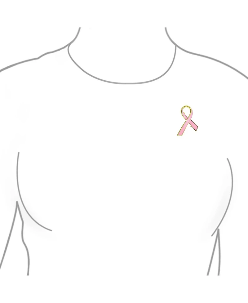 Bling Jewelry Prevention Pink Ribbon Breast Cancer Survivor Brooch Pin Gold Heart Accessory