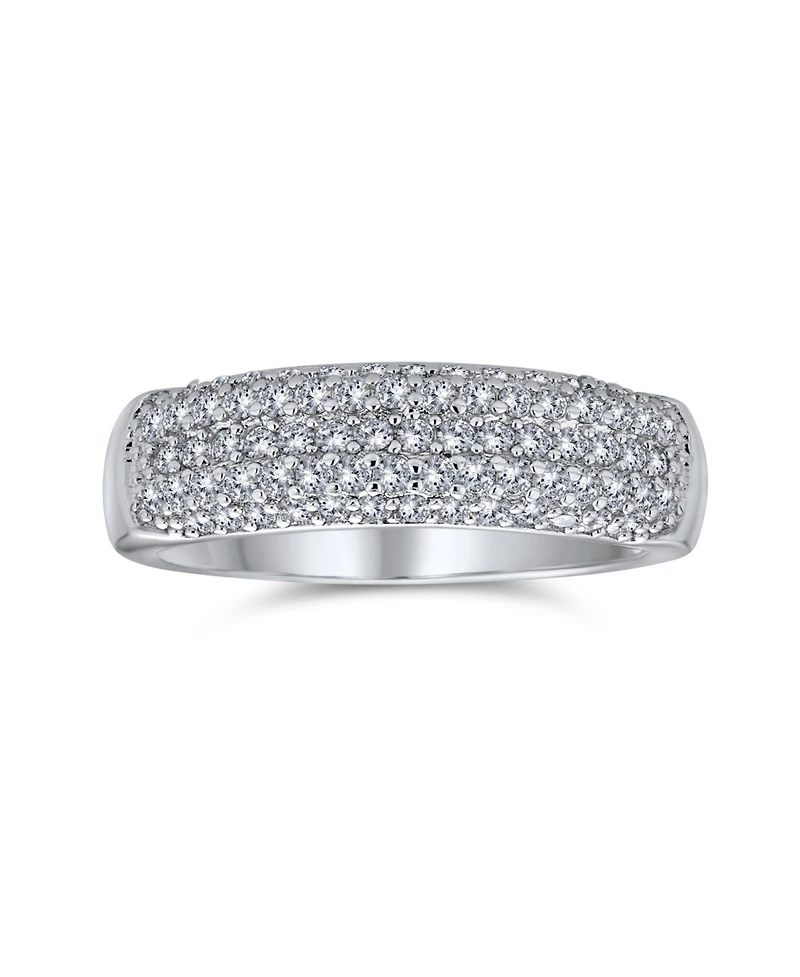 Bling Jewelry Micro Pave Cocktail Cz Statement 1/2 Eternity Band Ring Rose Gold Plated .925 Sterling Silver