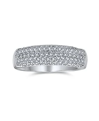 Bling Jewelry Micro Pave Cocktail Cz Statement 1/2 Eternity Band Ring Rose Gold Plated .925 Sterling Silver