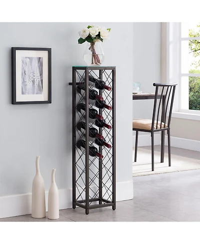 Kings Brand Furniture Narenda Freestanding Floor Wine Rack Storage Tower, Pewter