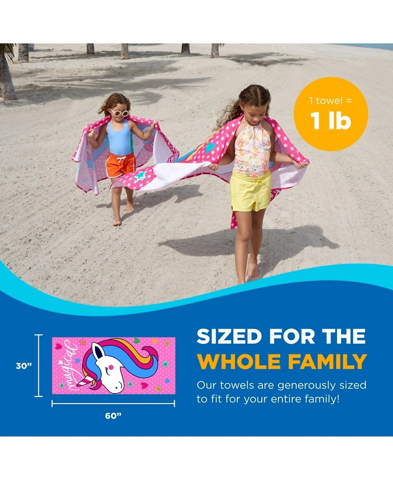 Ben Kaufman Printed Beach Towel Set - Oversized for Kids Quick-Dry & Soft Cotton with Design Luxury Swimming