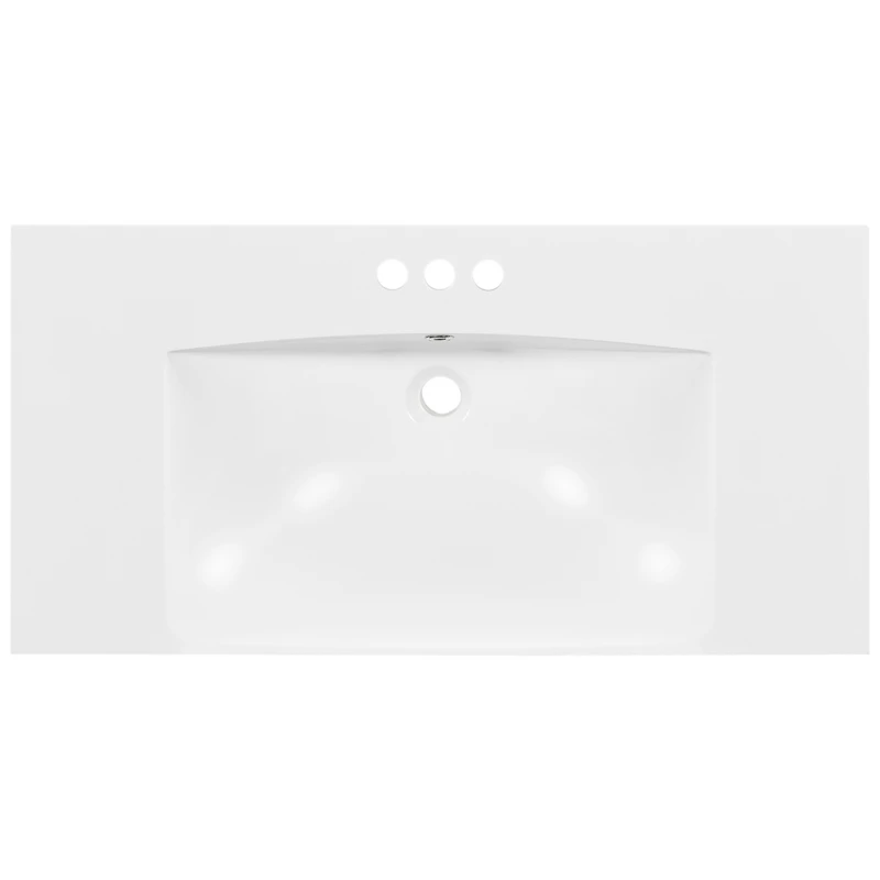 36" Single Bathroom Basin Sink, Vanity Top Only, 3-Faucet Holes, Resin