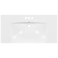 36" Single Bathroom Basin Sink, Vanity Top Only, 3-Faucet Holes, Resin
