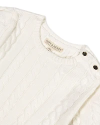 Hope & Henry Little Girls Organic Long Sleeve Schoolgirl Cable Sweater Dress