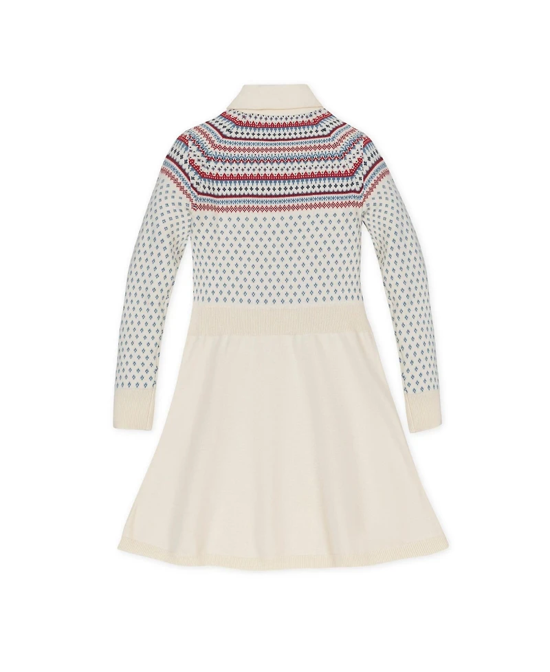 Hope & Henry Baby Girls Organic Shawl Collar Fair Isle Sweater Dress