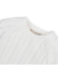 Hope & Henry Baby Girls Long Sleeve Raglan Cable Sweater
