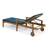Streamdale Acacia Wood Chaise Lounge with Adjustable Cushions