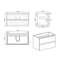 Wall mount cabinet Without basin, Gray color, With two drawers, Pre-assembled