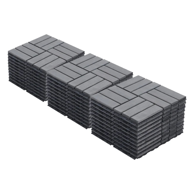 Streamdale Furniture 30-Piece Deck Tile Set, Acacia Hardwood, Light Gray