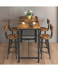 Simplie Fun 5-Piece Kitchen Counter Height Table Set, Bar Table with 4 Chairs