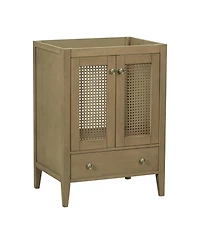 Simplie Fun 24" Bathroom Vanity without Sink, Base Only, Rattan Cabinet with Doors and Drawer, Solid Frame and Mdf Board, Natural