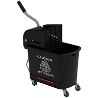 Mop Bucket with Wringer on Wheels for Floor Cleaning, 21 Quart, Separate Dirty and Clean Water, Black