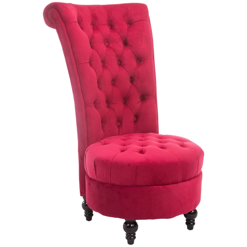 High Back Accent Chair, Upholstered Armless Chair, Retro Button-Tufted Royal Design with Thick Padding and Rubberwood Leg for living Room, Dining room