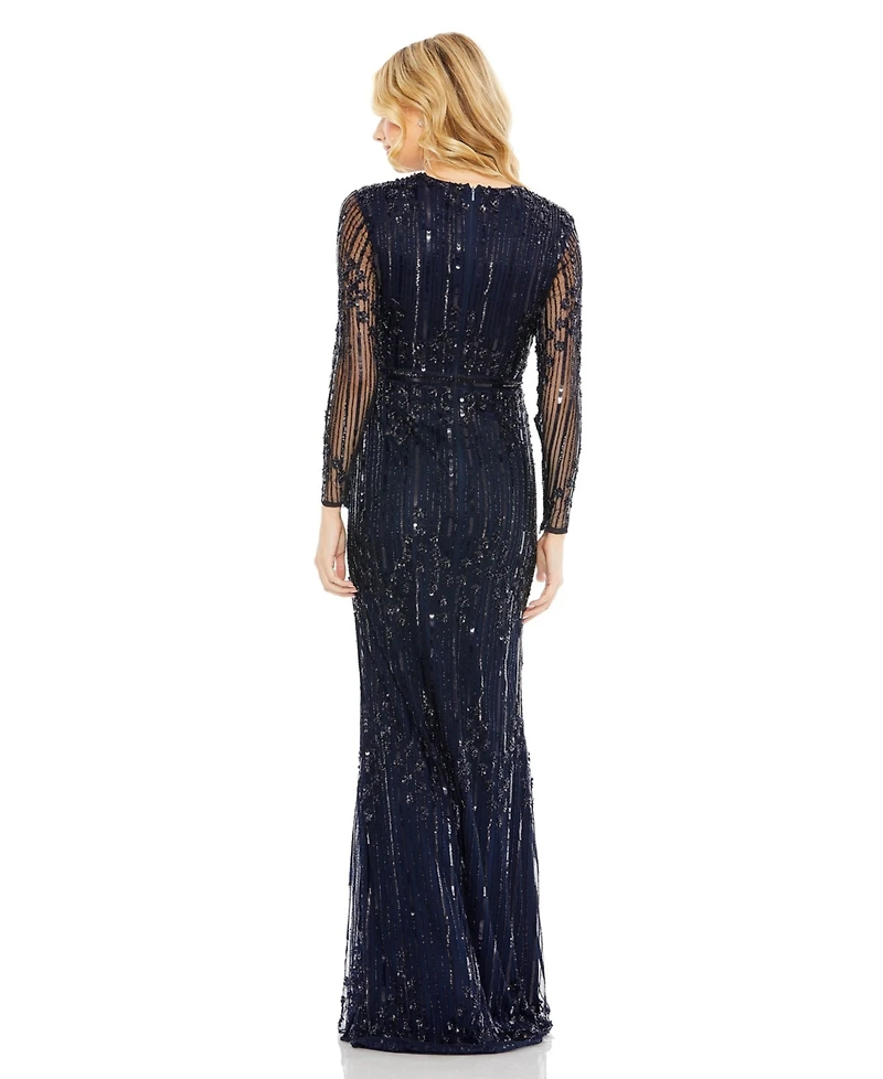 Mac Duggal Women's Embellished Long Sleeve Column Gown
