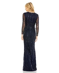 Mac Duggal Women's Embellished Long Sleeve Column Gown