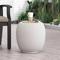 Streamdale Rustic Braided Concrete Side Table Outdoor Elegance And Versatility