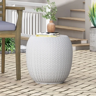 Streamdale Rustic Braided Concrete Side Table Outdoor Elegance And Versatility
