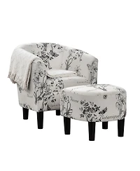Convenience Concepts 26.25" Print Canvas Churchill Accent Chair with Ottoman
