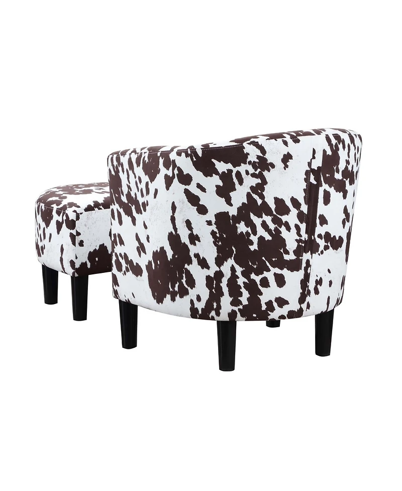 Convenience Concepts 26.25" Faux Cowhide Churchill Accent Chair with Ottoman