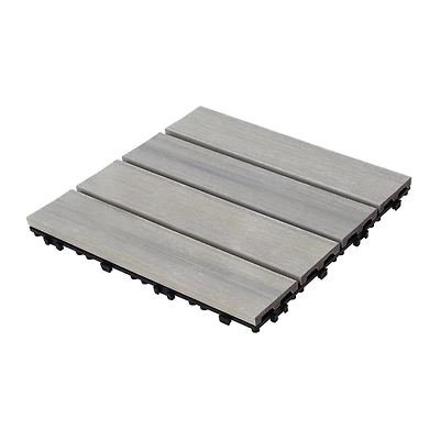 Streamdale Furniture Interlocking Wpc Patio Tiles, 11-Pack, Skygrey