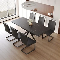 Streamdale Furniture Extendable Dining Table Table Set for 6-8 Person for Dining Room, C-shaped Tube Soft padded armless dining chairs and Very large