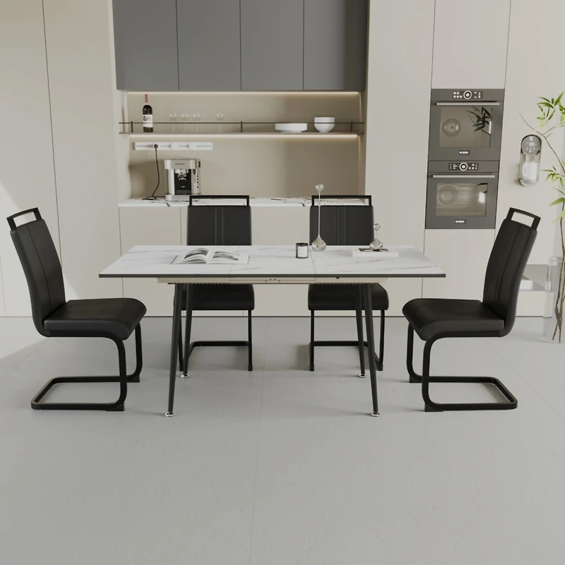 Streamdale Expandable Dining Set for 2-6 with C-Shape Dining Chairs