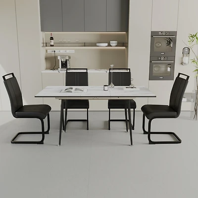 Streamdale Expandable Dining Set for 2-6 with C-Shape Dining Chairs