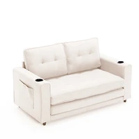 Streamdale Furniture 3-in-1 Upholstered Futon Sofa Convertible Sofa bed, Foldable Tufted Loveseat with Pull Out Sleeper Couch Bed, Folding Mattres Lov