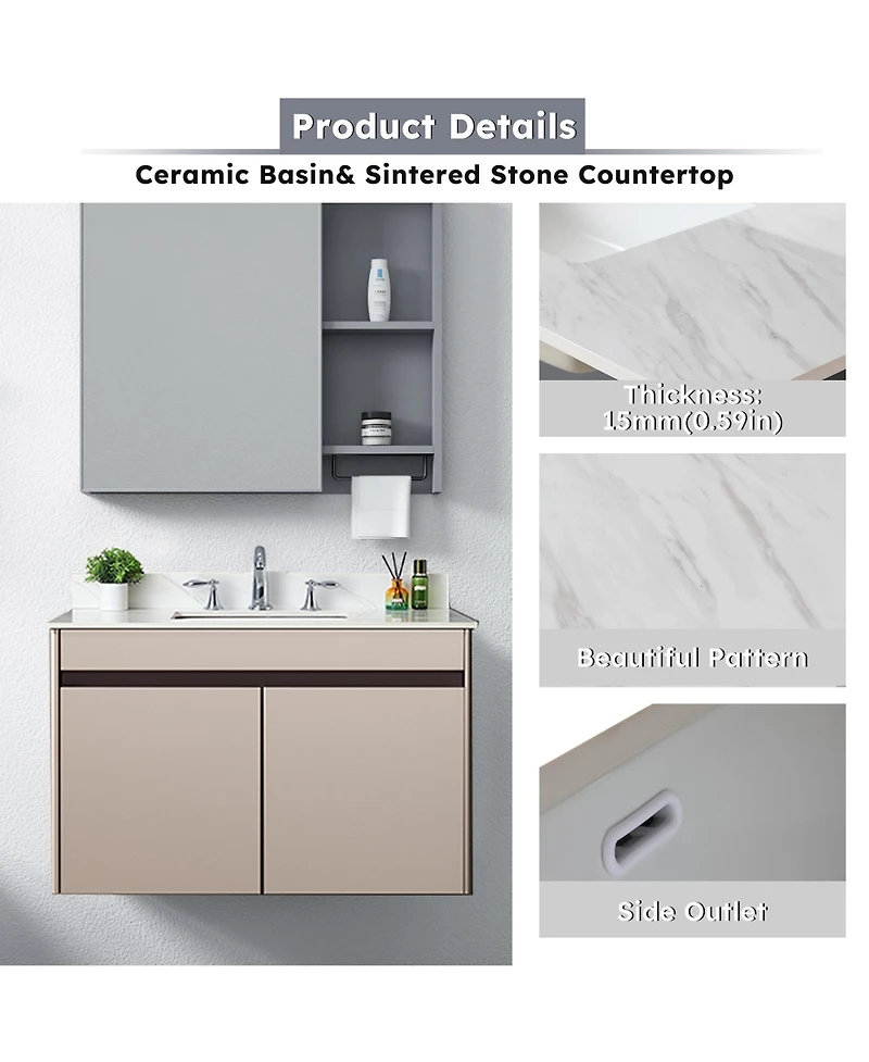 Streamdale 43" Marble Vanity Top with Sink and Backsplash