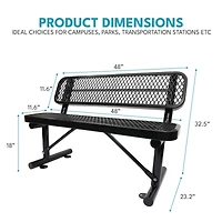 Streamdale 4 ft. Outdoor Steel Bench with Backrest in Black