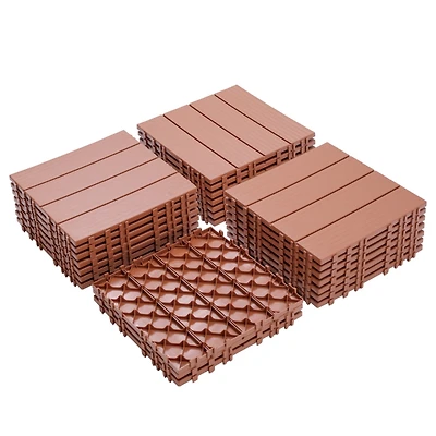Streamdale Furniture Interlocking Deck Tiles, 11.8", 44-Pack, Waterproof Outdoor Flooring