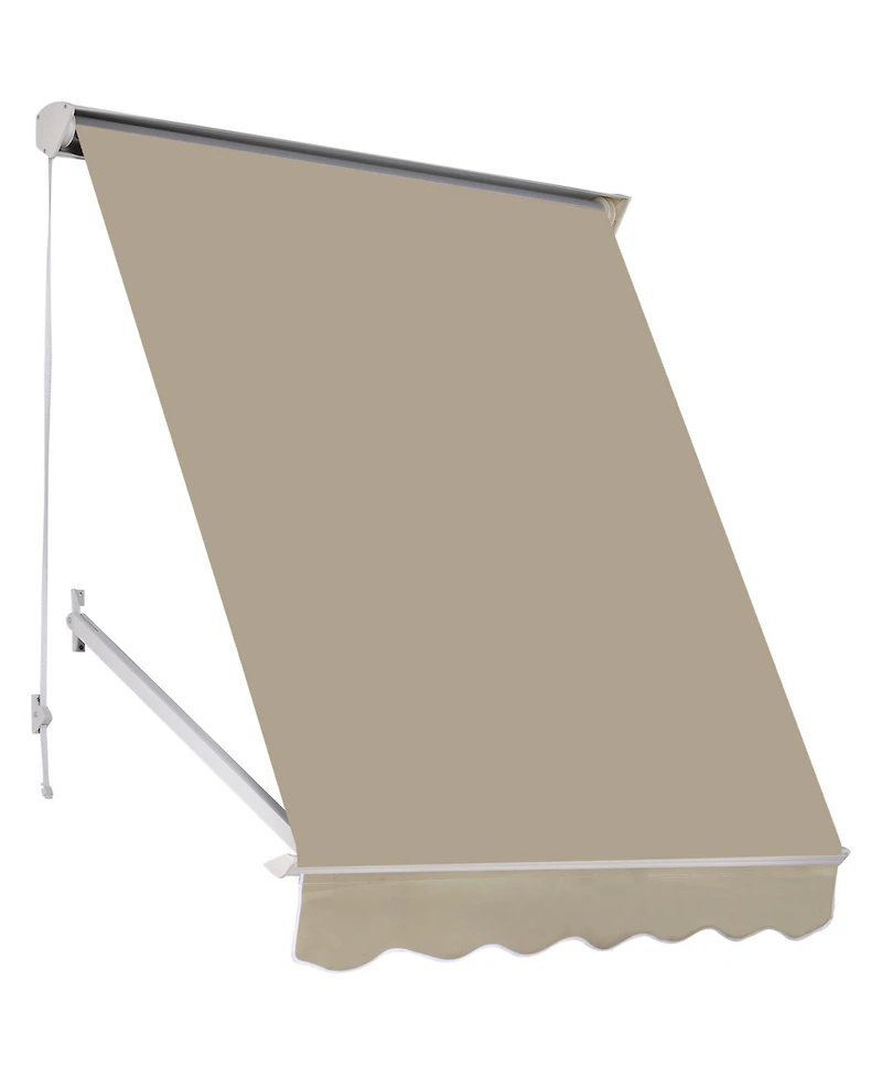 6' Drop Arm Manual Retractable Window Awning Sun Shade Shelter for Patio Balcony Outdoor, Aluminum, Cream White