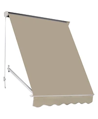 6' Drop Arm Manual Retractable Window Awning Sun Shade Shelter for Patio Balcony Outdoor, Aluminum, Cream White