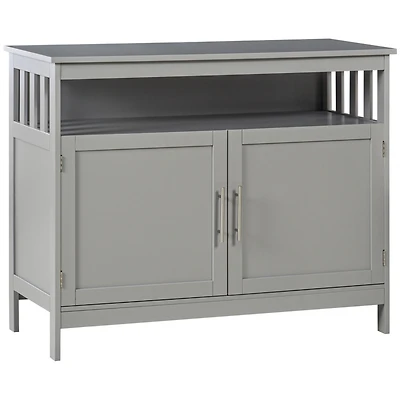 Sideboard Buffet Cabinet, Modern Kitchen Cabinet, Coffee Bar Cabinet with 2-Level Shelf and Open Compartment, Grey