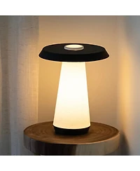 Jonathan Y Bruno 12.25" Mid-Century Minimalist Plant-Based Pla 3D Printed Dimmable Led Table Lamp, White/Black